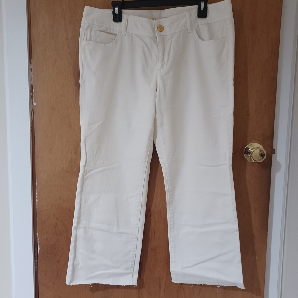 Michael Kors White Trousers with Gold Button